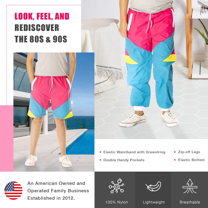 Funny Guy Mugs Like Totally 80s & 90s Retro Neon Windbreaker Pants, Small - Image 5